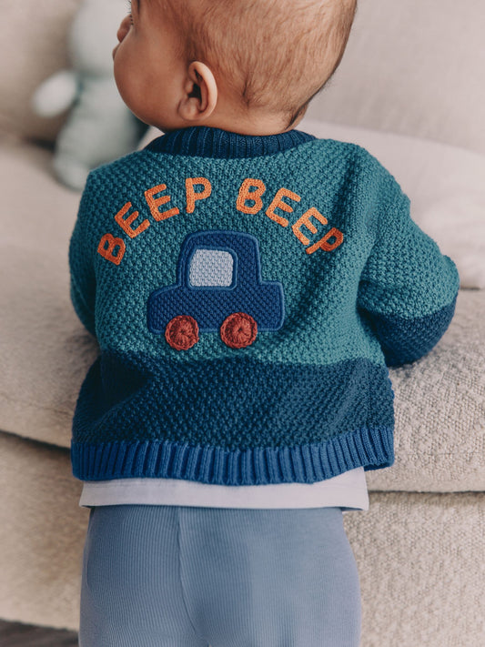 Blue Transport Baby Embroidered Cardigan (0mths-2yrs) - image 1