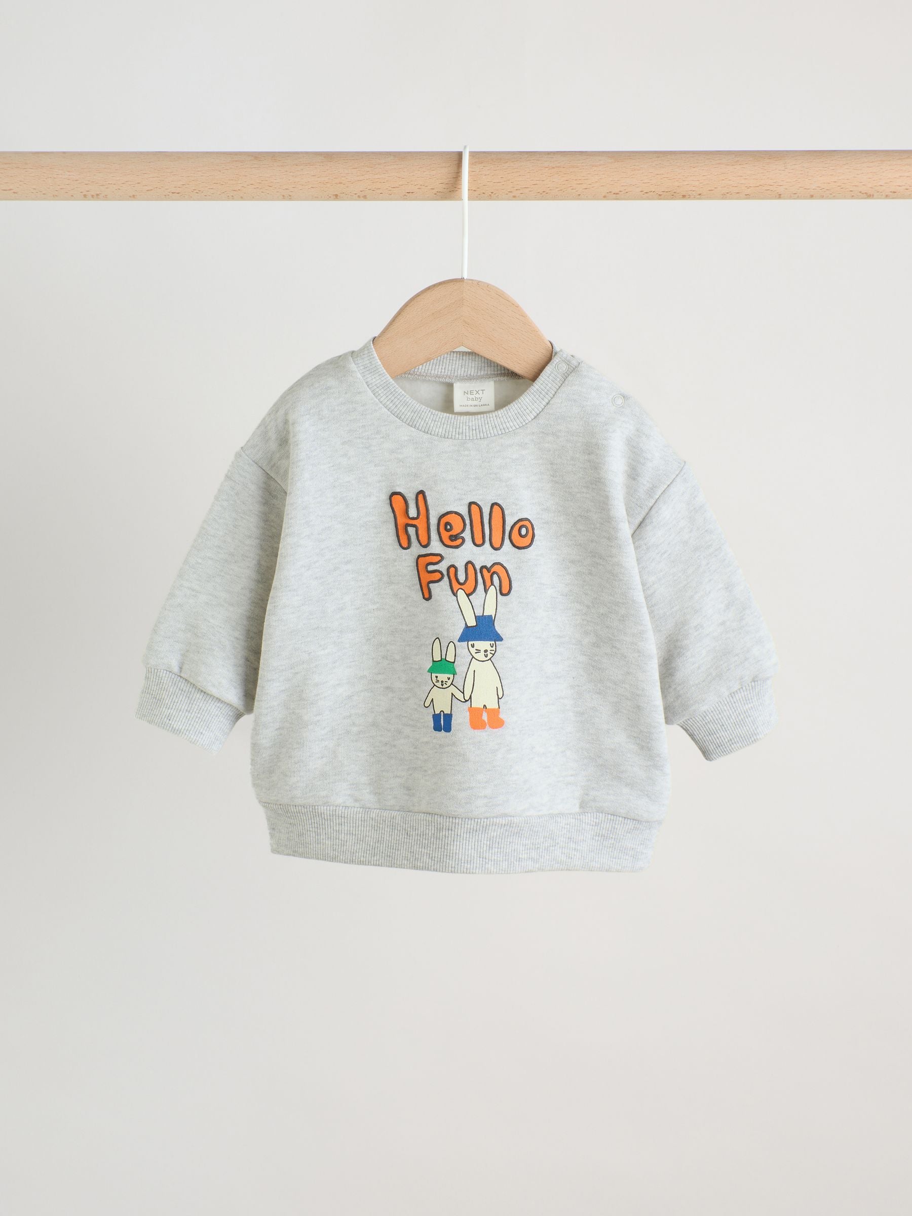 Blue Check Hello Fun Sweatshirt and Trousers Baby Set (0mths-2yrs) image 6