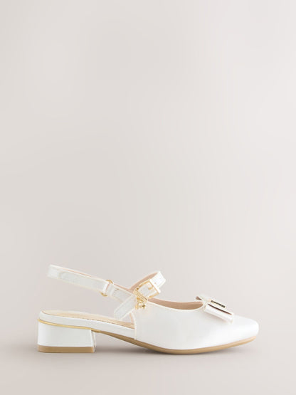 Baker by Ted Baker Ivory Satin Heeled Sling Back Ocassion Shoes image 2
