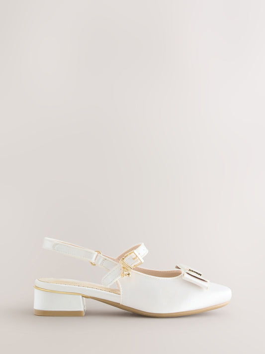 Baker by Ted Baker Ivory Satin Heeled Sling Back Ocassion Shoes image 2