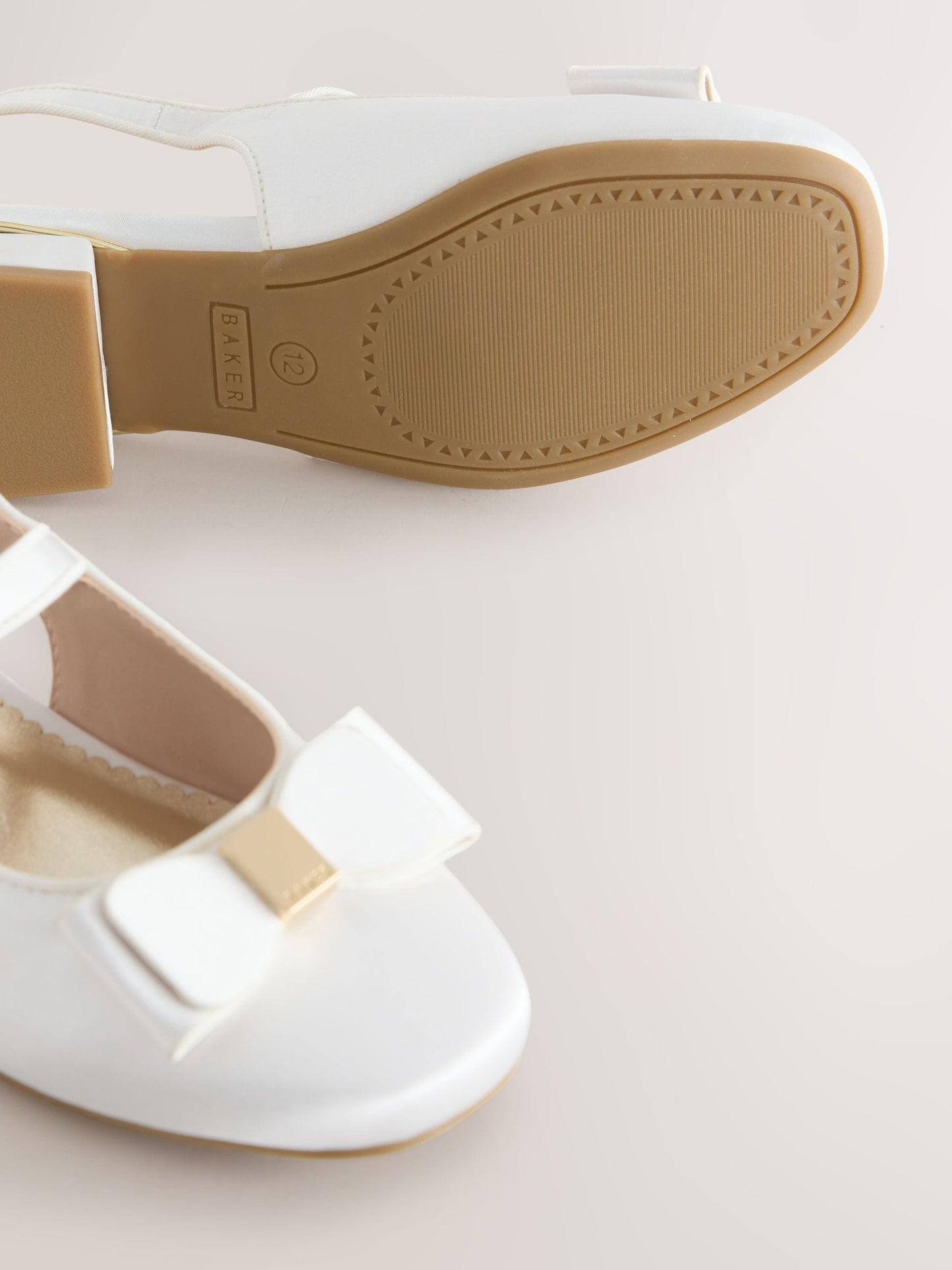 Baker by Ted Baker Ivory Satin Heeled Sling Back Ocassion Shoes image 3
