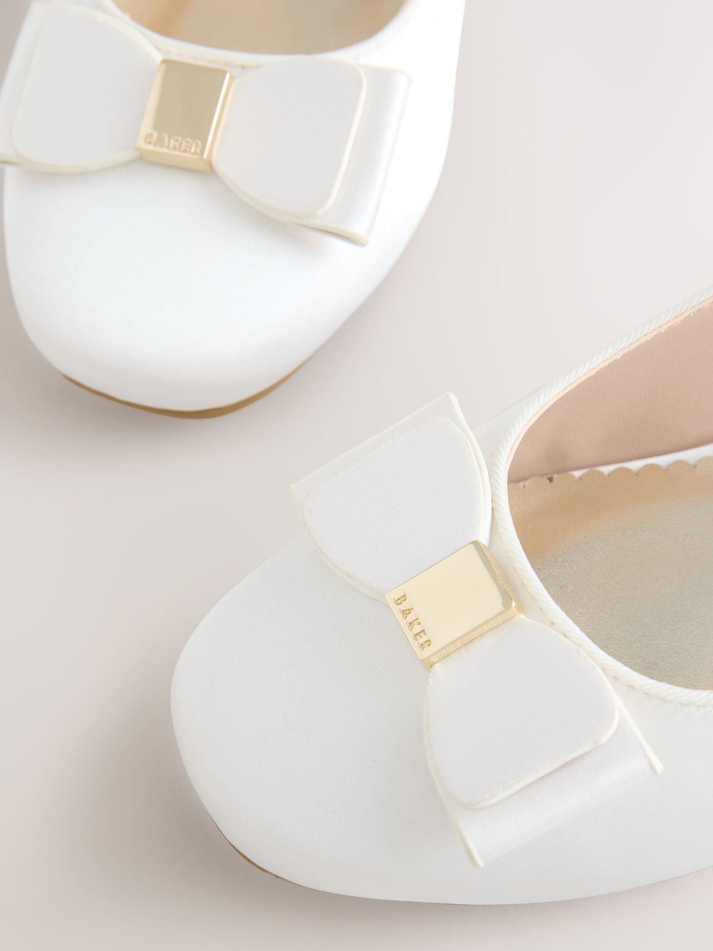 Baker by Ted Baker Ivory Satin Heeled Sling Back Ocassion Shoes image 4