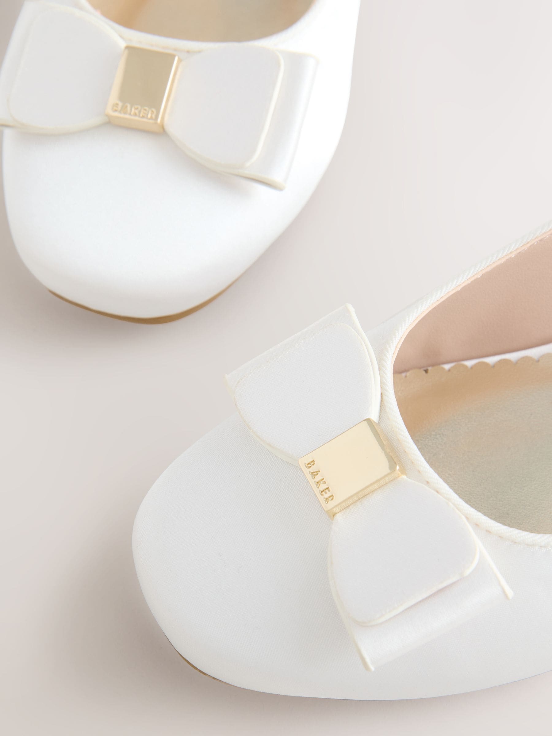 Baker by Ted Baker Ivory Satin Heeled Sling Back Ocassion Shoes image 4
