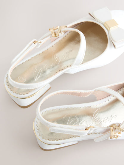 Baker by Ted Baker Ivory Satin Heeled Sling Back Ocassion Shoes image 5