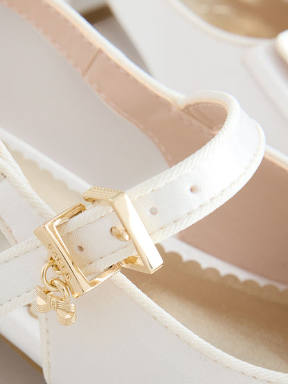Baker by Ted Baker Ivory Satin Heeled Sling Back Ocassion Shoes image 6