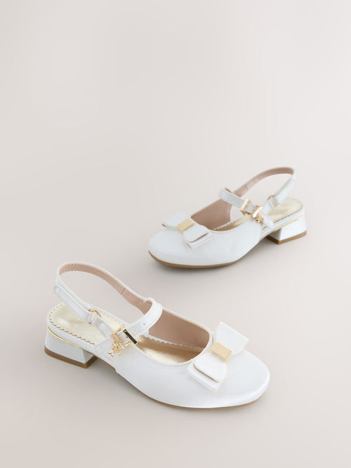 Baker by Ted Baker Ivory Satin Heeled Sling Back Ocassion Shoes image 1