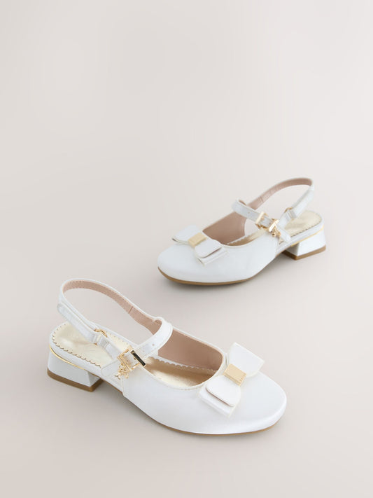 Baker by Ted Baker Ivory Satin Heeled Sling Back Ocassion Shoes image 1
