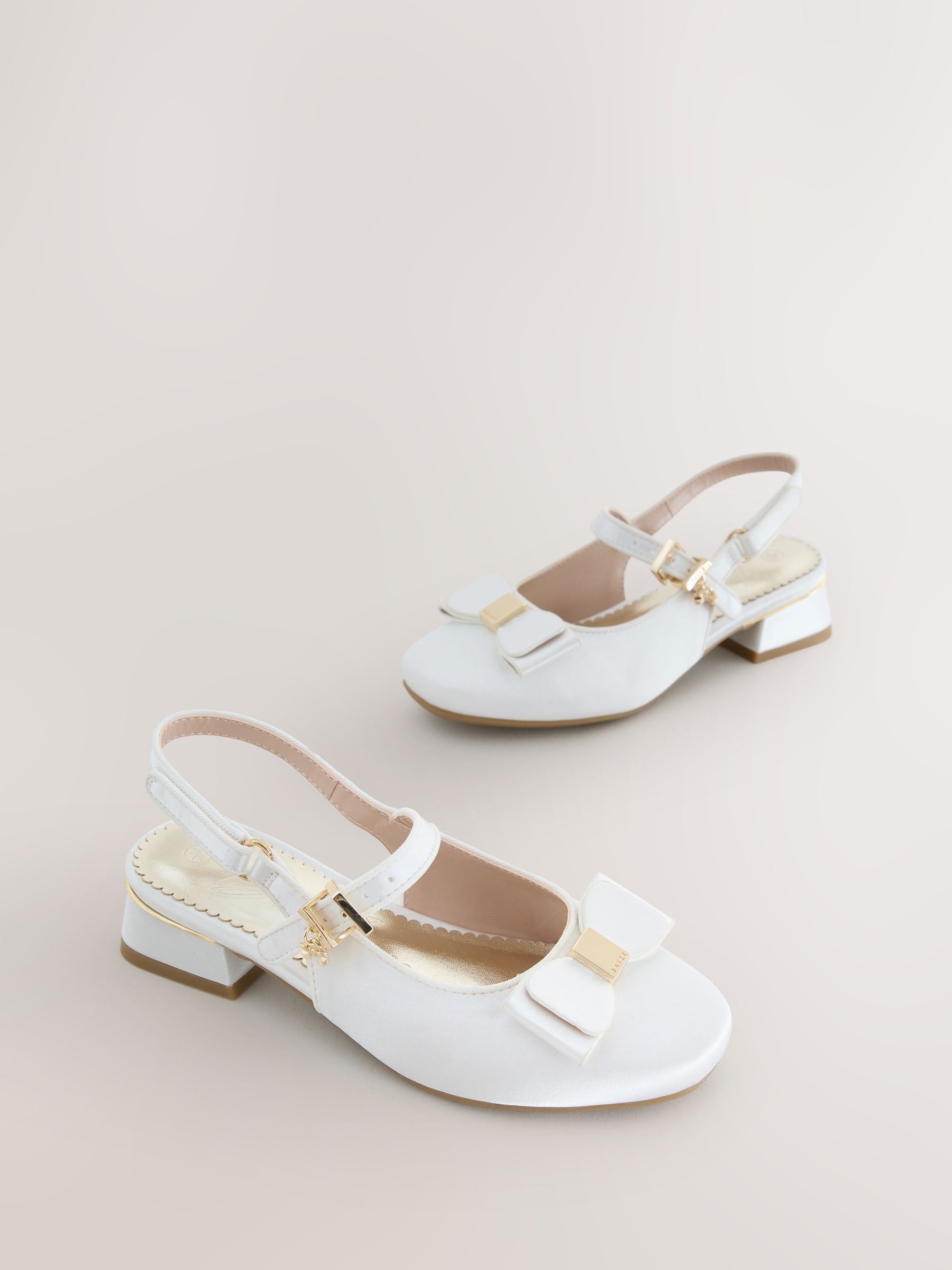 Baker by Ted Baker Ivory Satin Heeled Sling Back Ocassion Shoes image 1