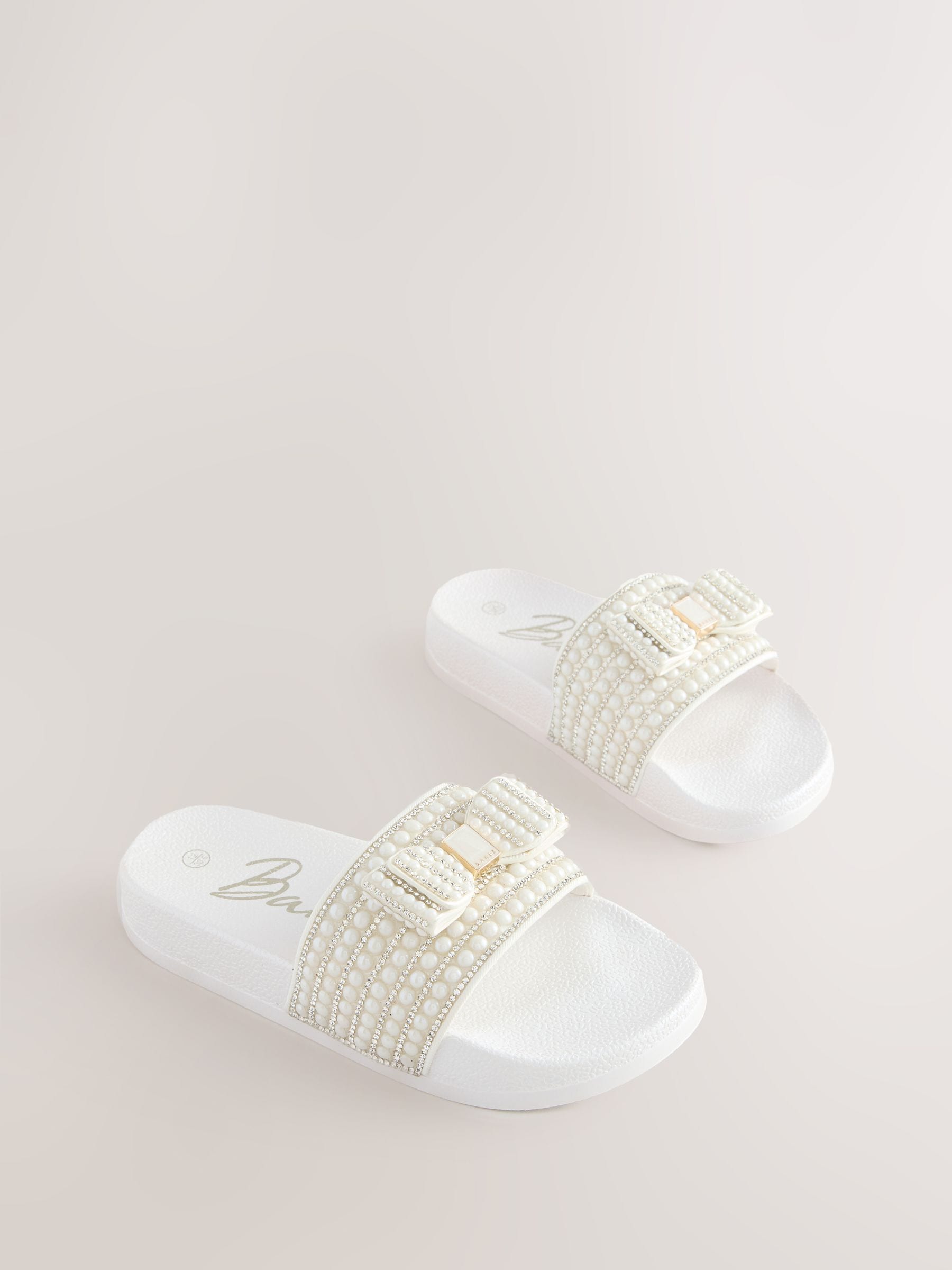 Baker by Ted Baker Embellished Pearl Sliders with Bow image 1