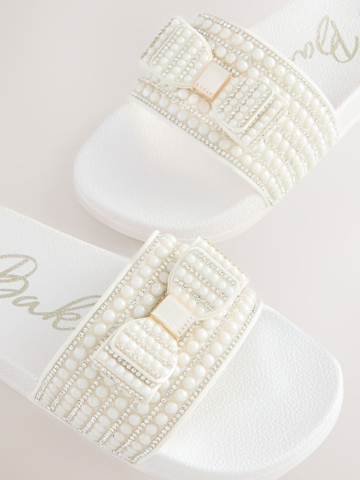 Baker by Ted Baker Embellished Pearl Sliders with Bow image 3