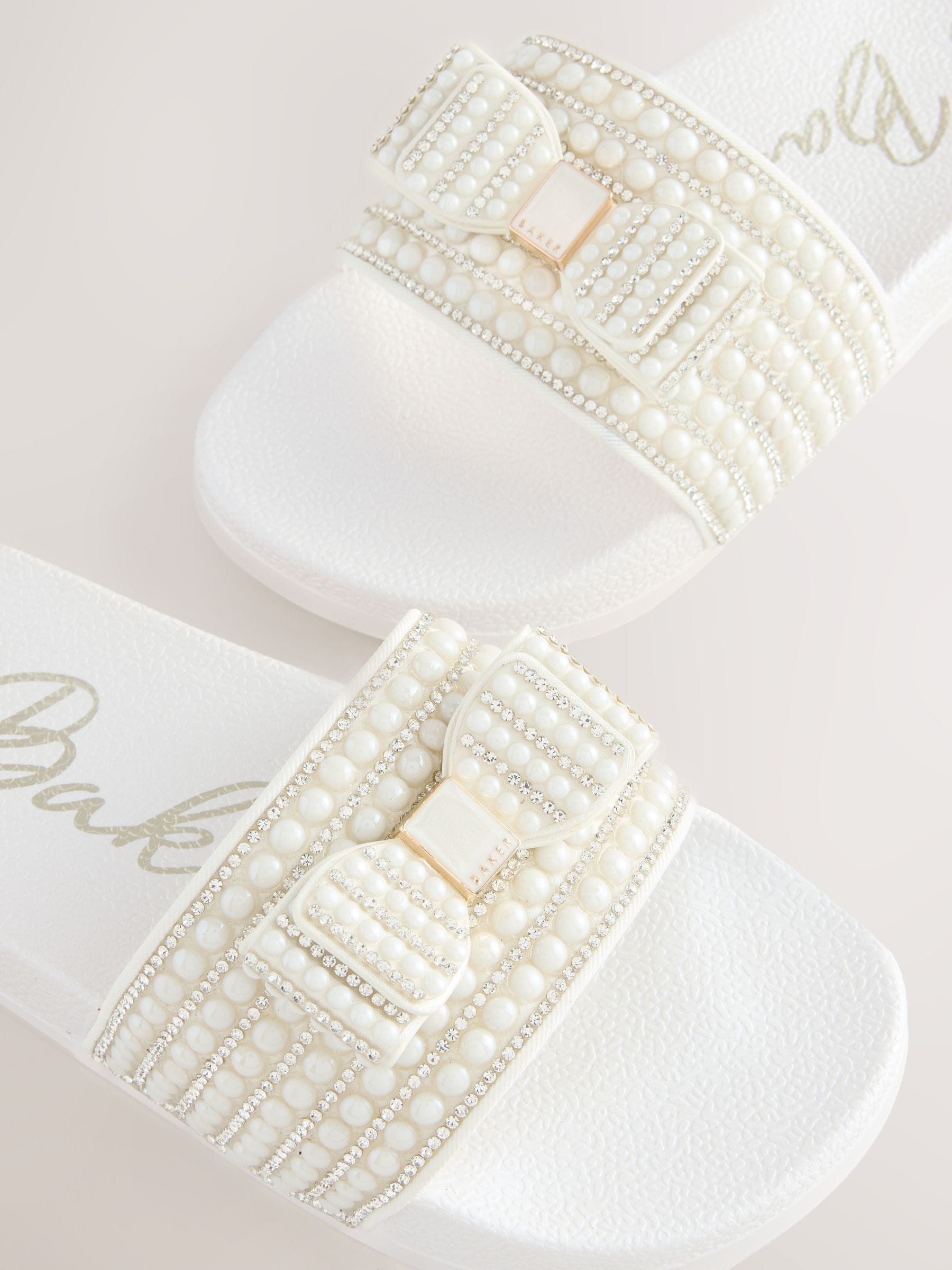 Baker by Ted Baker Embellished Pearl Sliders with Bow image 3