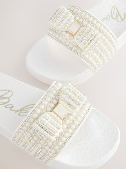 Baker by Ted Baker Embellished Pearl Sliders with Bow image 3