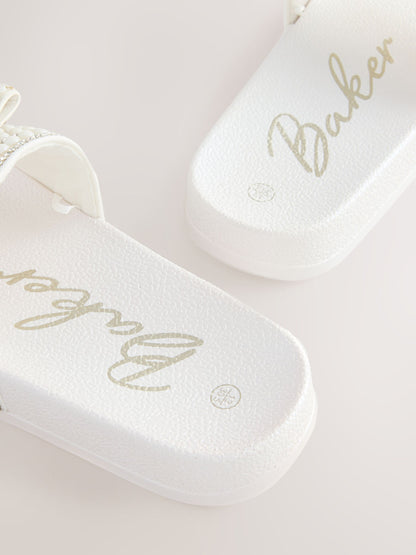 Baker by Ted Baker Embellished Pearl Sliders with Bow image 4