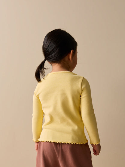 Lemon Yellow Dog Long sleeve Embroidered Ribbed Top (3mths-7yrs) image 3