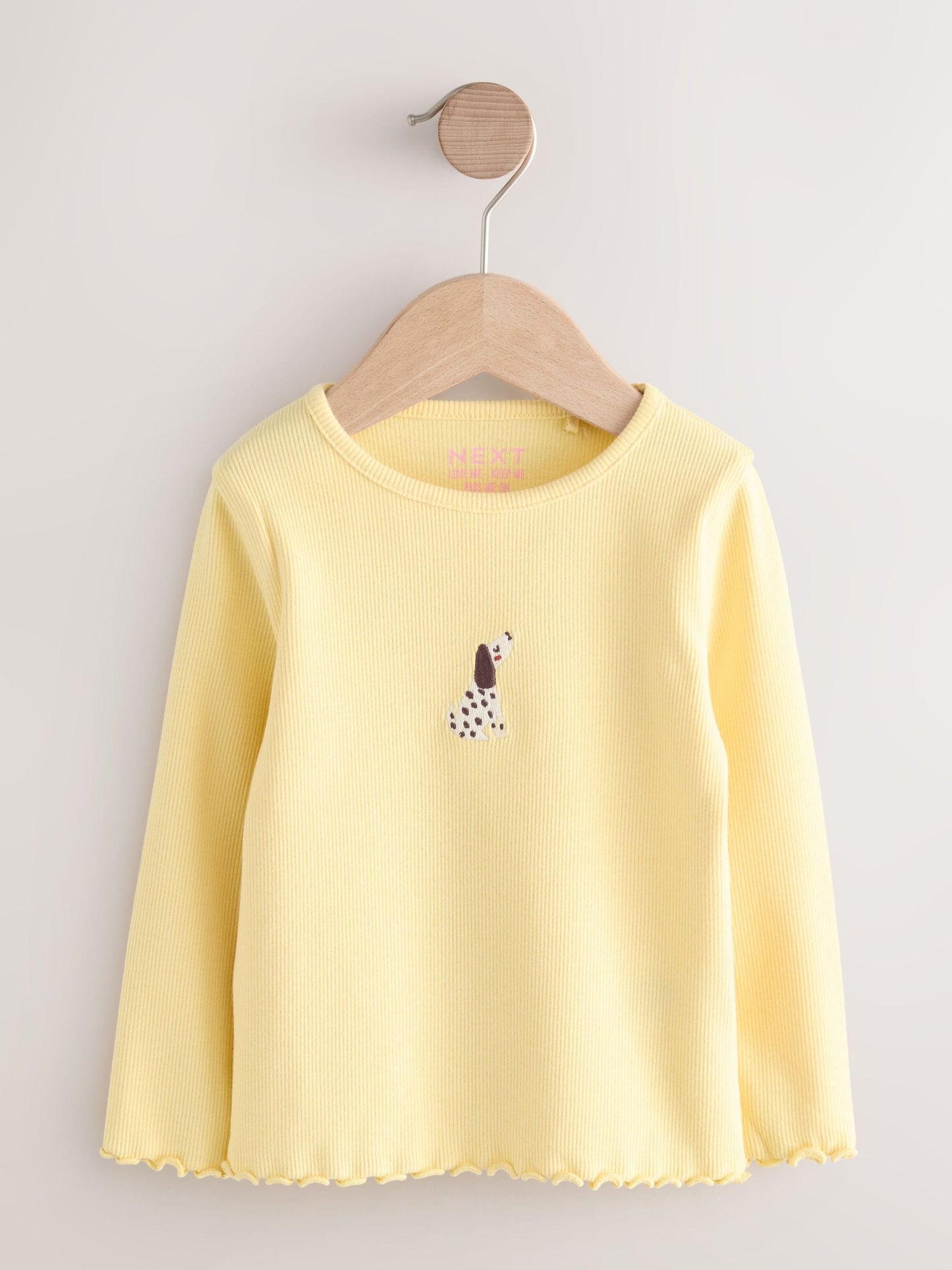 Lemon Yellow Dog Long sleeve Embroidered Ribbed Top (3mths-7yrs) image 5