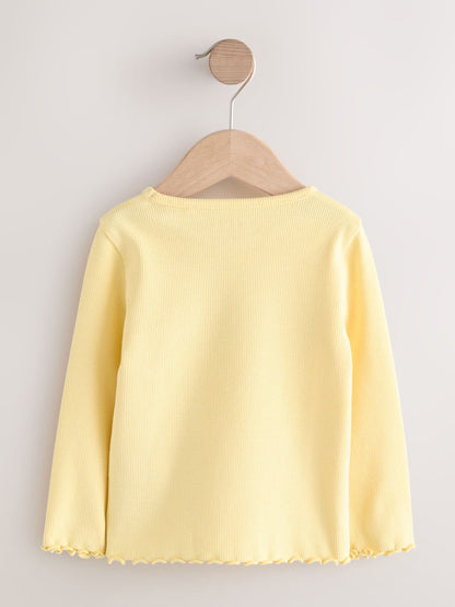 Lemon Yellow Dog Long sleeve Embroidered Ribbed Top (3mths-7yrs) image 6