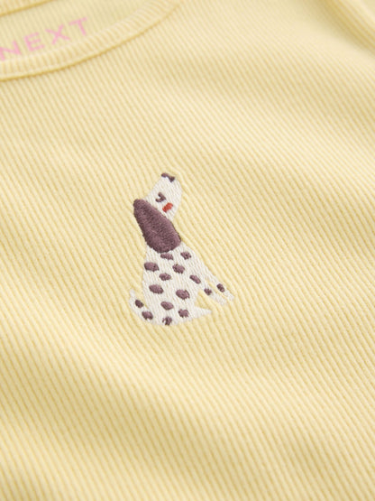 Lemon Yellow Dog Long sleeve Embroidered Ribbed Top (3mths-7yrs) image 8