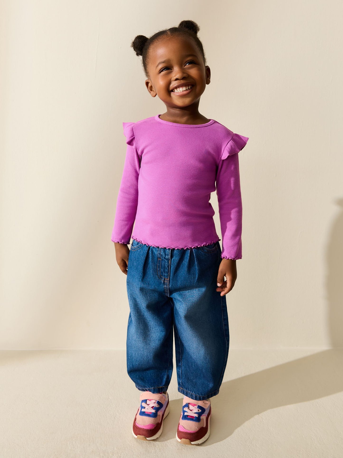 Dsiney Kidz - Purple Long Sleeve Ribbed Frill Top (3mths-7yrs) image 2