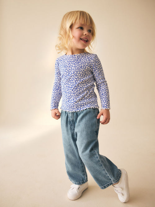 Blue Rib Long Sleeve Top (3mths-7yrs) image 1