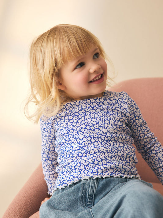 Blue Rib Long Sleeve Top (3mths-7yrs) image 2