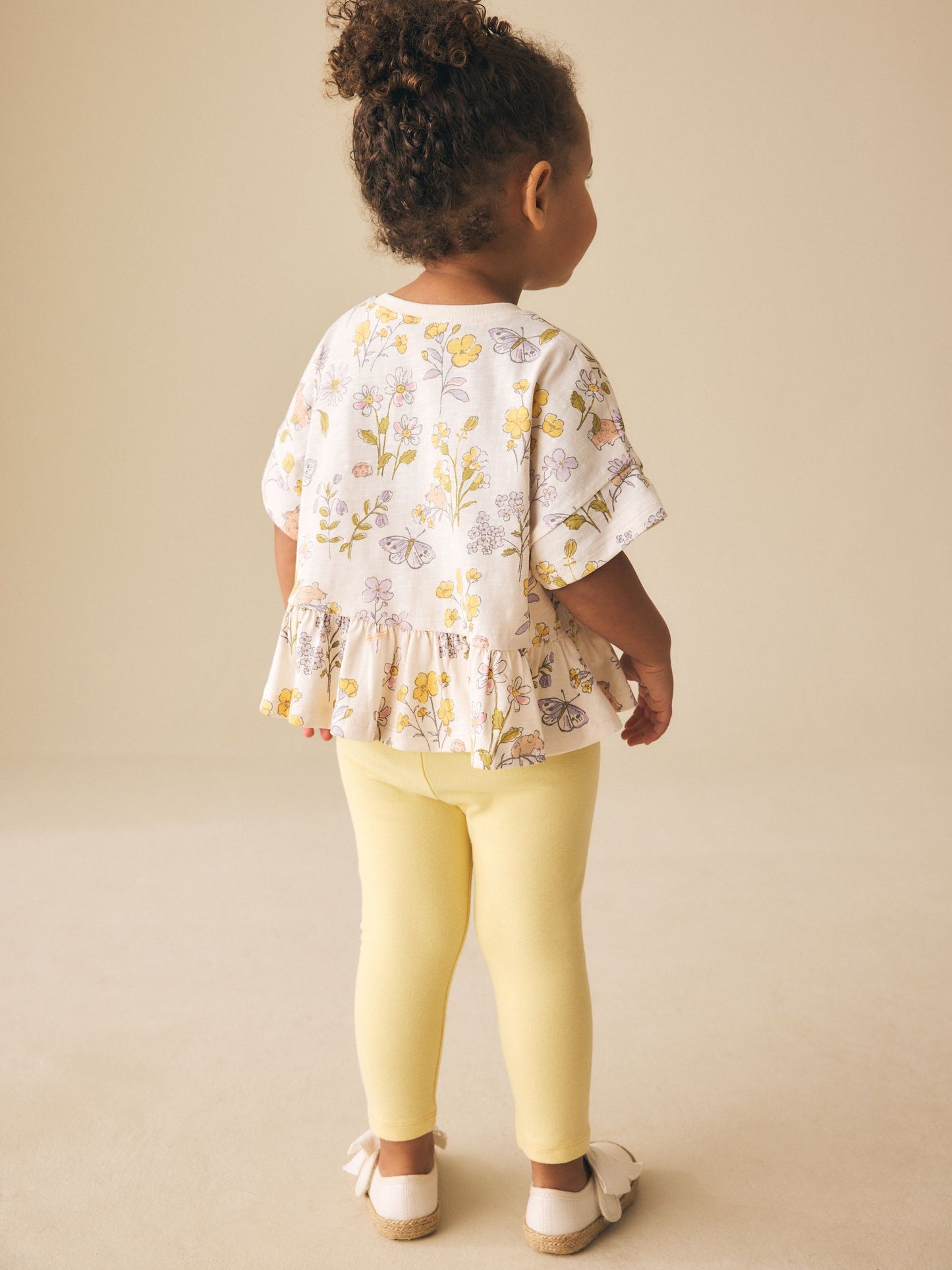 Ecru White Floral Short Sleeve Peplum T-Shirt (3mths-7yrs) image 3
