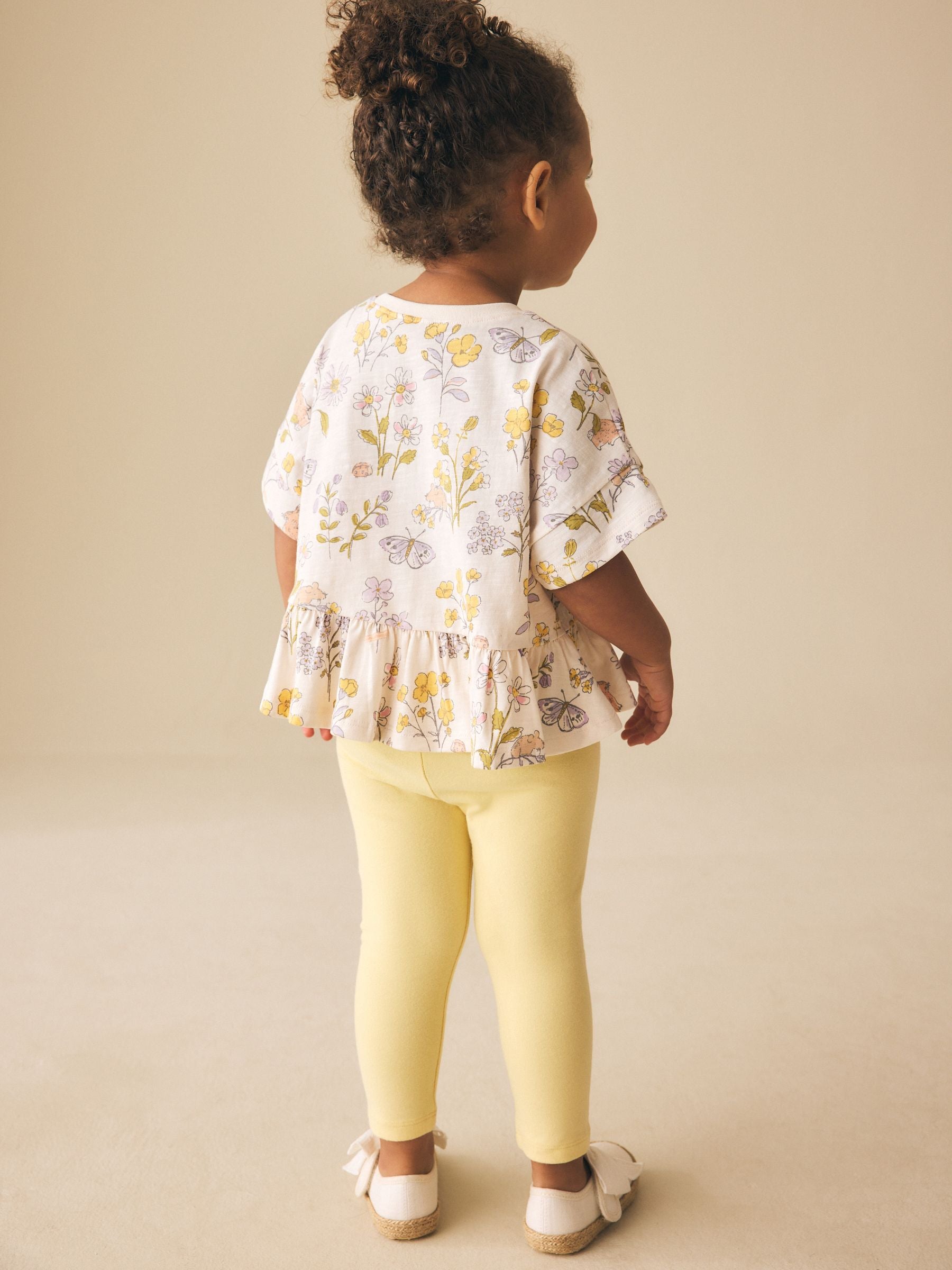 Ecru White Floral Short Sleeve Peplum T-Shirt (3mths-7yrs) image 3