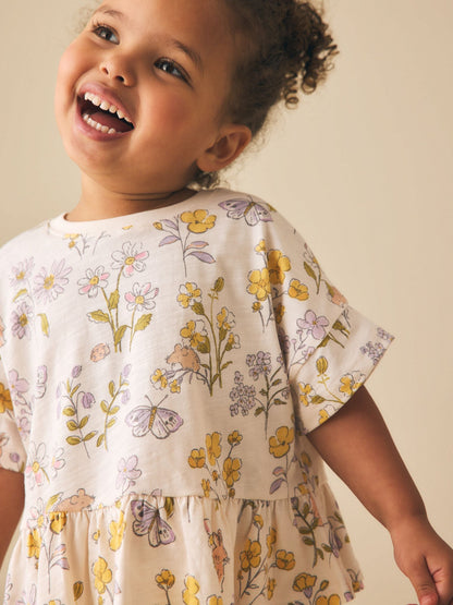 Ecru White Floral Short Sleeve Peplum T-Shirt (3mths-7yrs) image 4