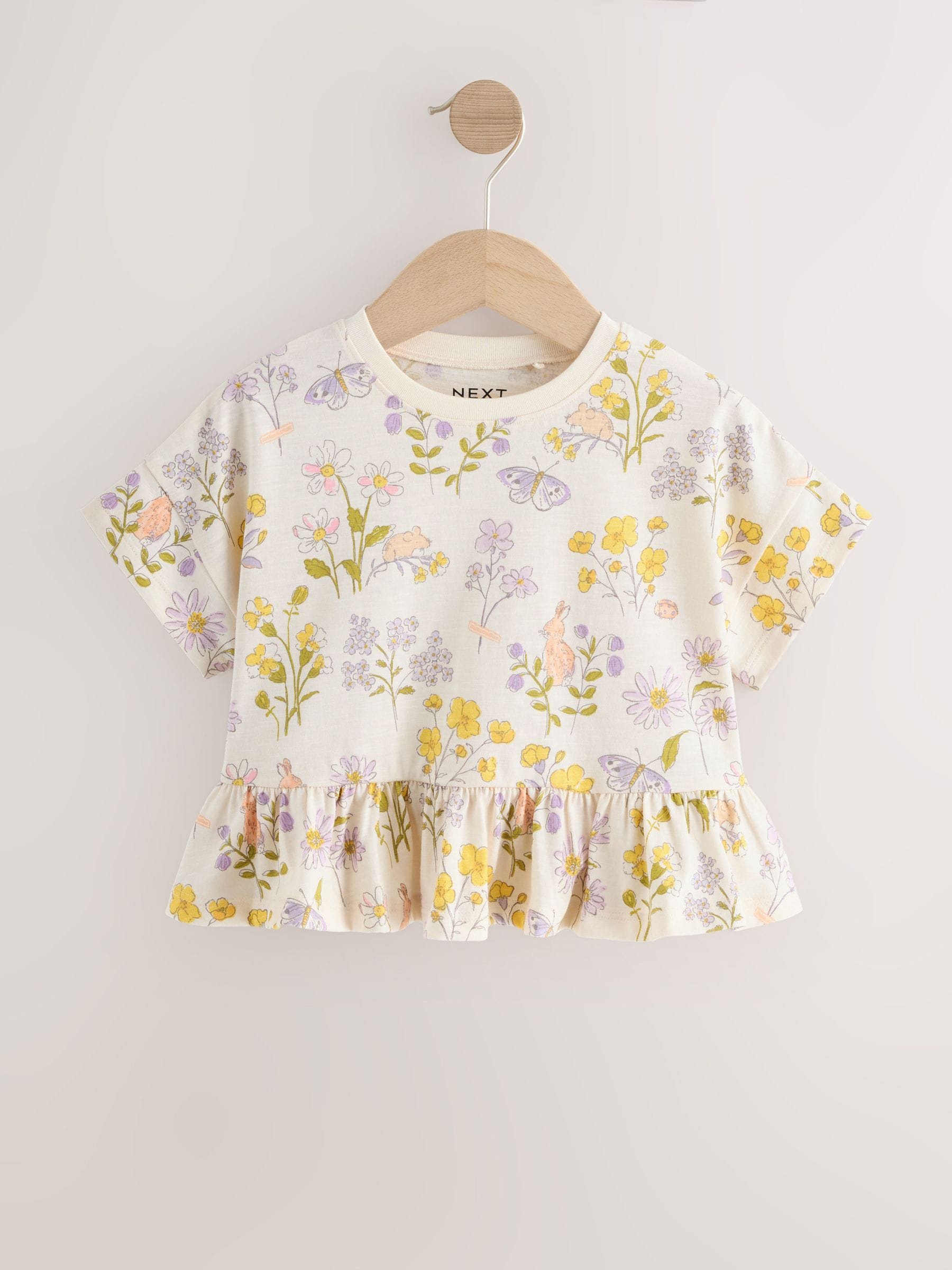 Ecru White Floral Short Sleeve Peplum T-Shirt (3mths-7yrs) image 5