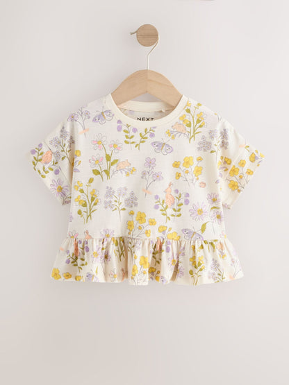 Ecru White Floral Short Sleeve Peplum T-Shirt (3mths-7yrs) image 5
