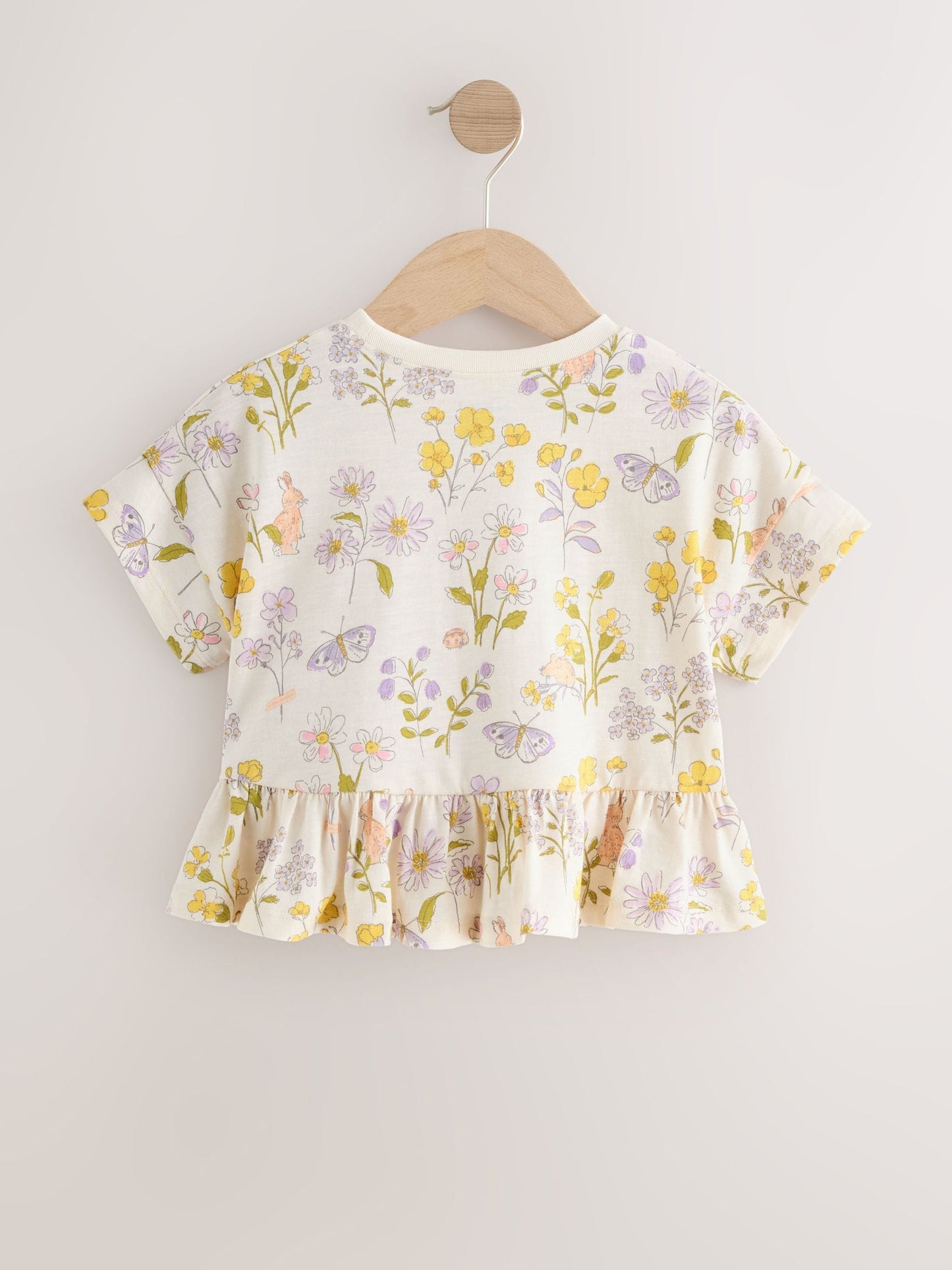 Ecru White Floral Short Sleeve Peplum T-Shirt (3mths-7yrs) image 6