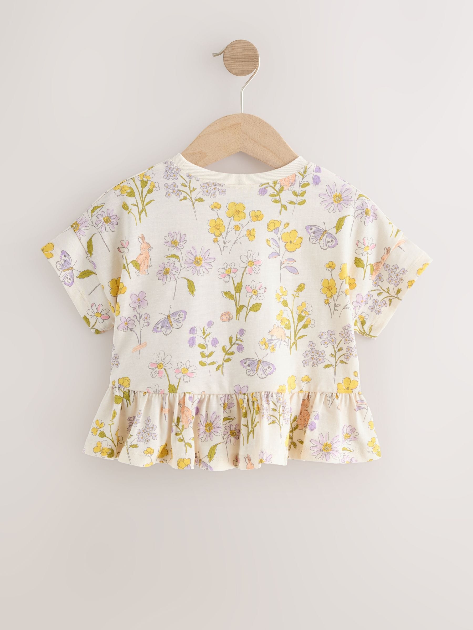 Ecru White Floral Short Sleeve Peplum T-Shirt (3mths-7yrs) image 6