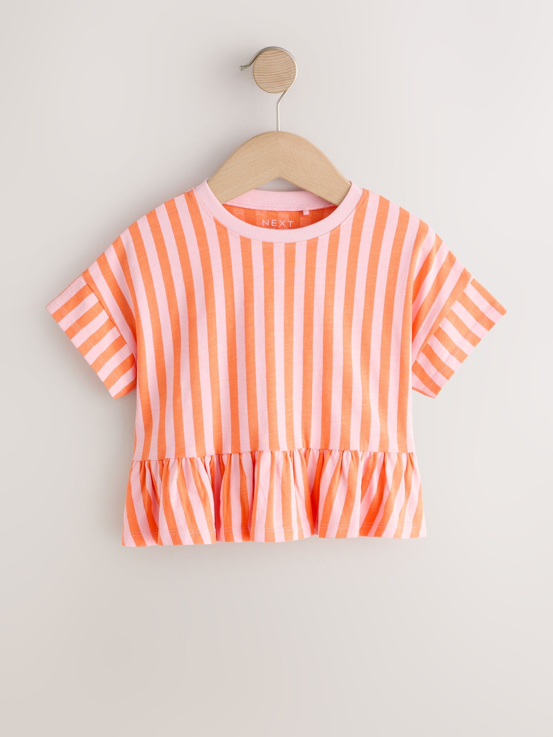 Pink/Orange Stripe Short Sleeve Peplum T-Shirt (3mths-7yrs) image 4