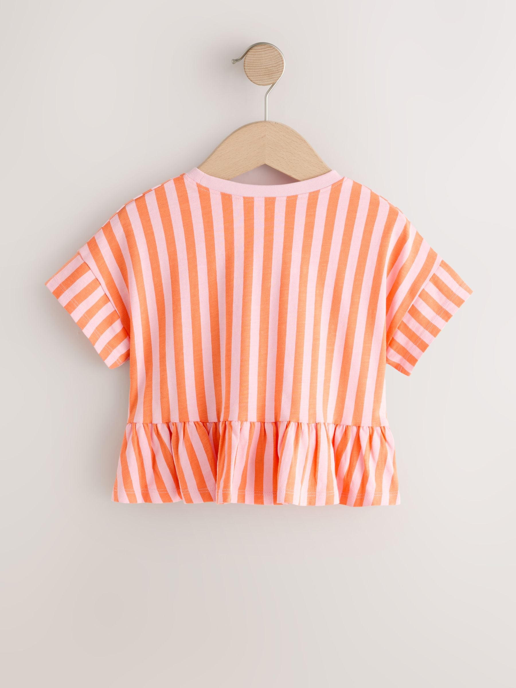 Pink/Orange Stripe Short Sleeve Peplum T-Shirt (3mths-7yrs) image 5