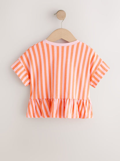 Pink/Orange Stripe Short Sleeve Peplum T-Shirt (3mths-7yrs) image 5