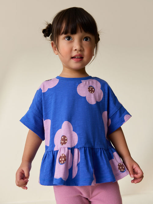Blue Lilac Flower Short Sleeve Peplum T-Shirt (3mths-7yrs) image 1