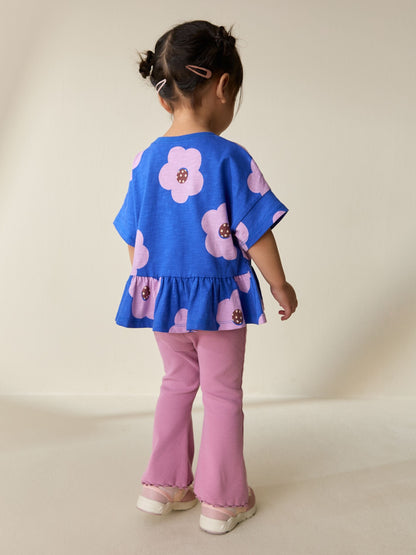 Blue Lilac Flower Short Sleeve Peplum T-Shirt (3mths-7yrs) image 3
