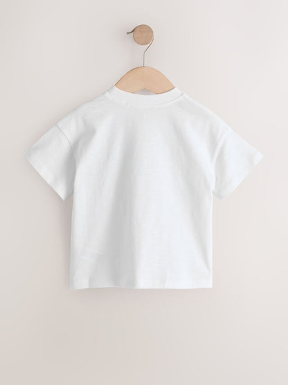 Ecru White Short Sleeve Heart Embroidered Top (3mths-7yrs) image 5
