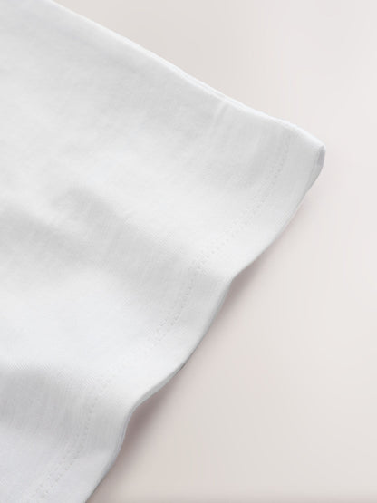 Ecru White Short Sleeve Heart Embroidered Top (3mths-7yrs) image 6