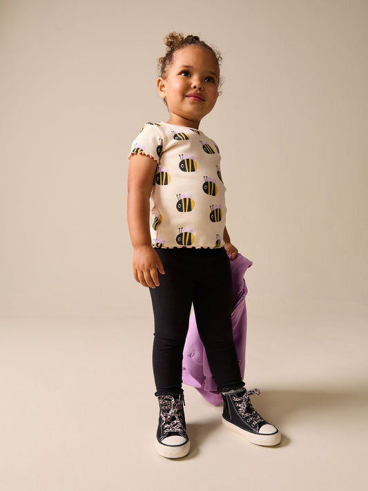 Ecru White Bee Short Sleeve Rib T-Shirt (3mths-7yrs) image 1