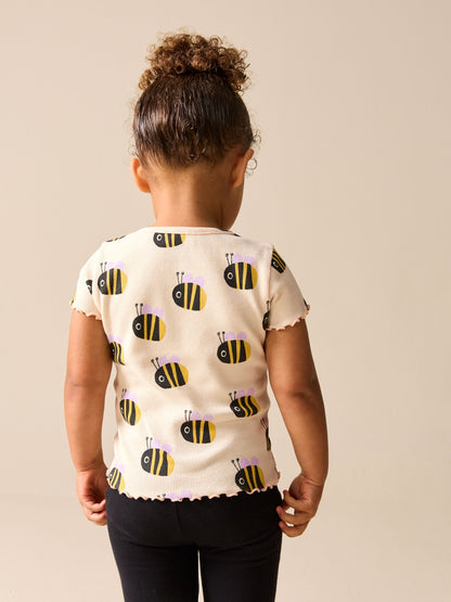 Ecru White Bee Short Sleeve Rib T-Shirt (3mths-7yrs) image 3