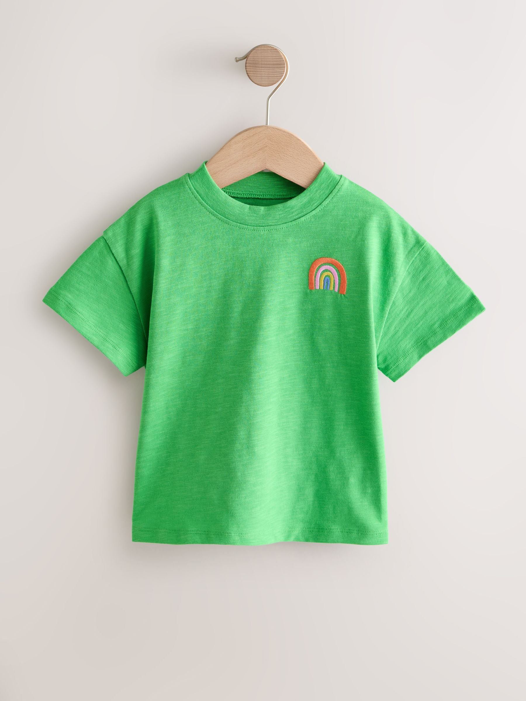 Green Rainbow Short Sleeve Embroidered T-Shirt (3mths-7yrs) image 5