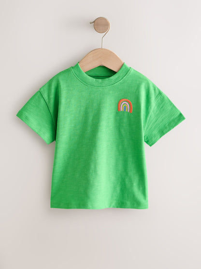 Green Rainbow Short Sleeve Embroidered T-Shirt (3mths-7yrs) image 5