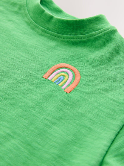 Green Rainbow Short Sleeve Embroidered T-Shirt (3mths-7yrs) image 7