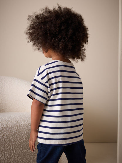 Ecru/Navy Stripe Cherry Short Sleeve Embroidered T-Shirt (3mths-7yrs) image 2