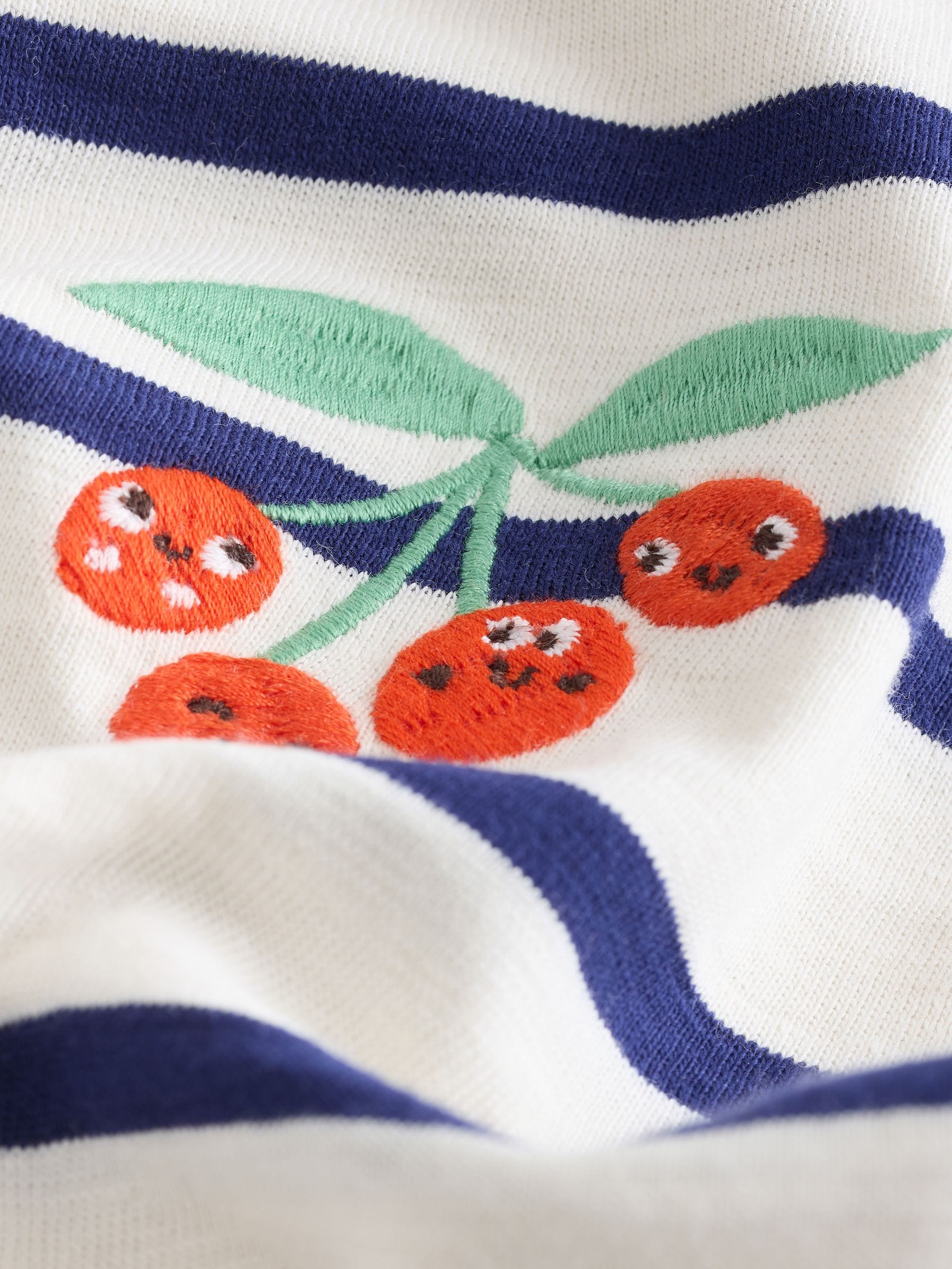 Ecru/Navy Stripe Cherry Short Sleeve Embroidered T-Shirt (3mths-7yrs) image 6