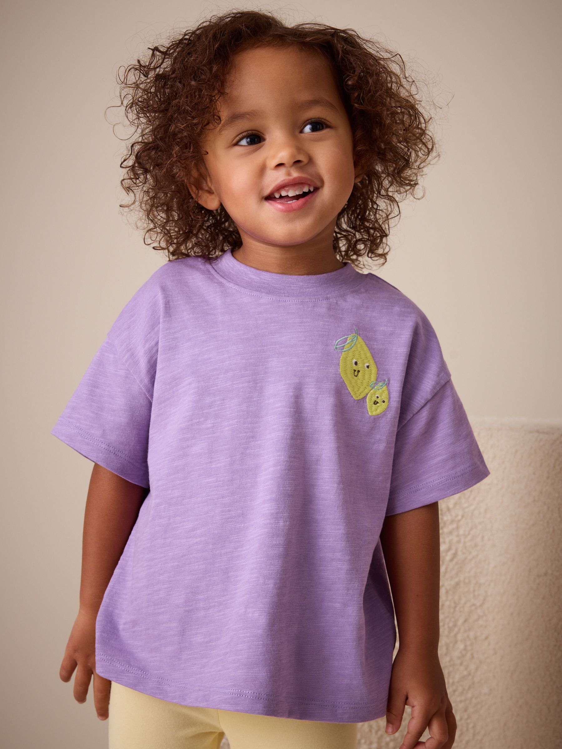 Purple Lemon Short Sleeve Embroidered T-Shirt (3mths-7yrs) image 1