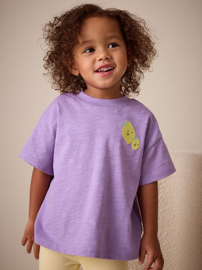 Purple Lemon Short Sleeve Embroidered T-Shirt (3mths-7yrs) image 1