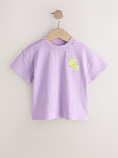 Purple Lemon Short Sleeve Embroidered T-Shirt (3mths-7yrs) image 4