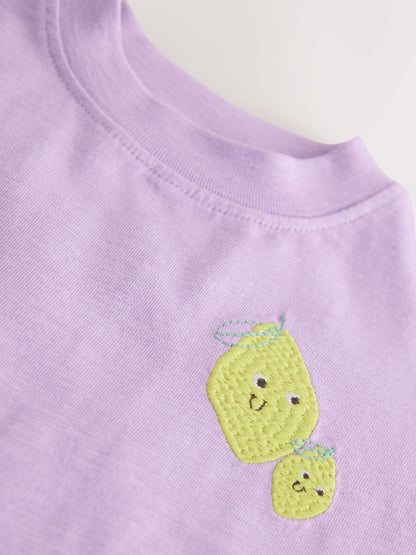 Purple Lemon Short Sleeve Embroidered T-Shirt (3mths-7yrs) image 6