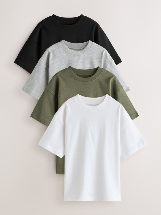 Disney Kidz - Black/White/Grey/Khaki Relaxed Fit Short Sleeves T-Shirts 4 Pack (3-16yrs) image 1